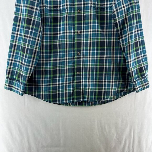 Eddie Bauer Shirt Mens Size L Tartan Plaid Utility Button Down Long Sleeve Green - Picture 4 of 11